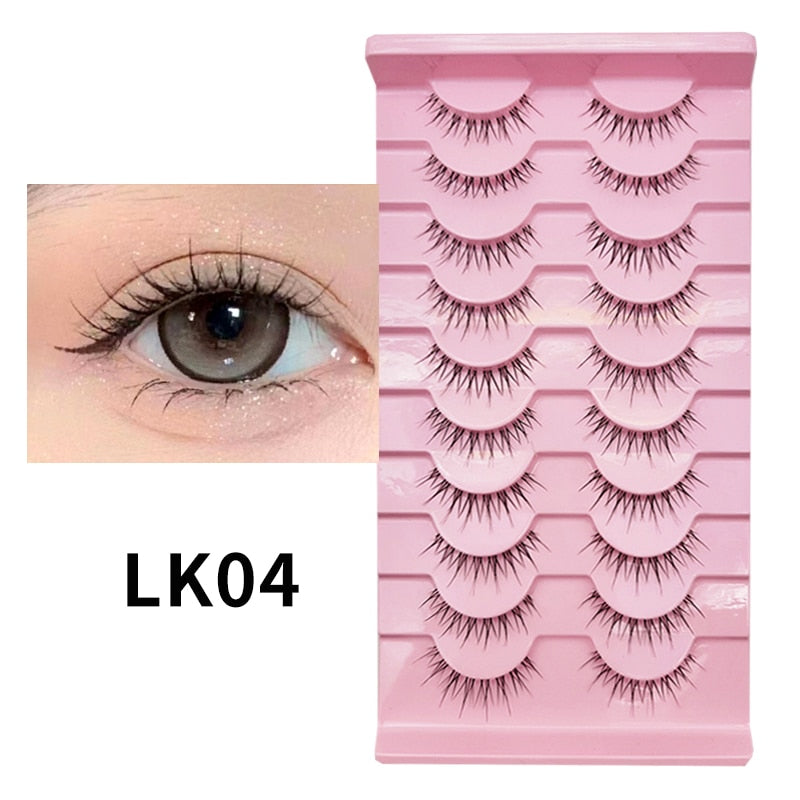 10Pairs Natural Fake Eyelashes Russian False Eyelashes Fluffy Eyelashes Korean