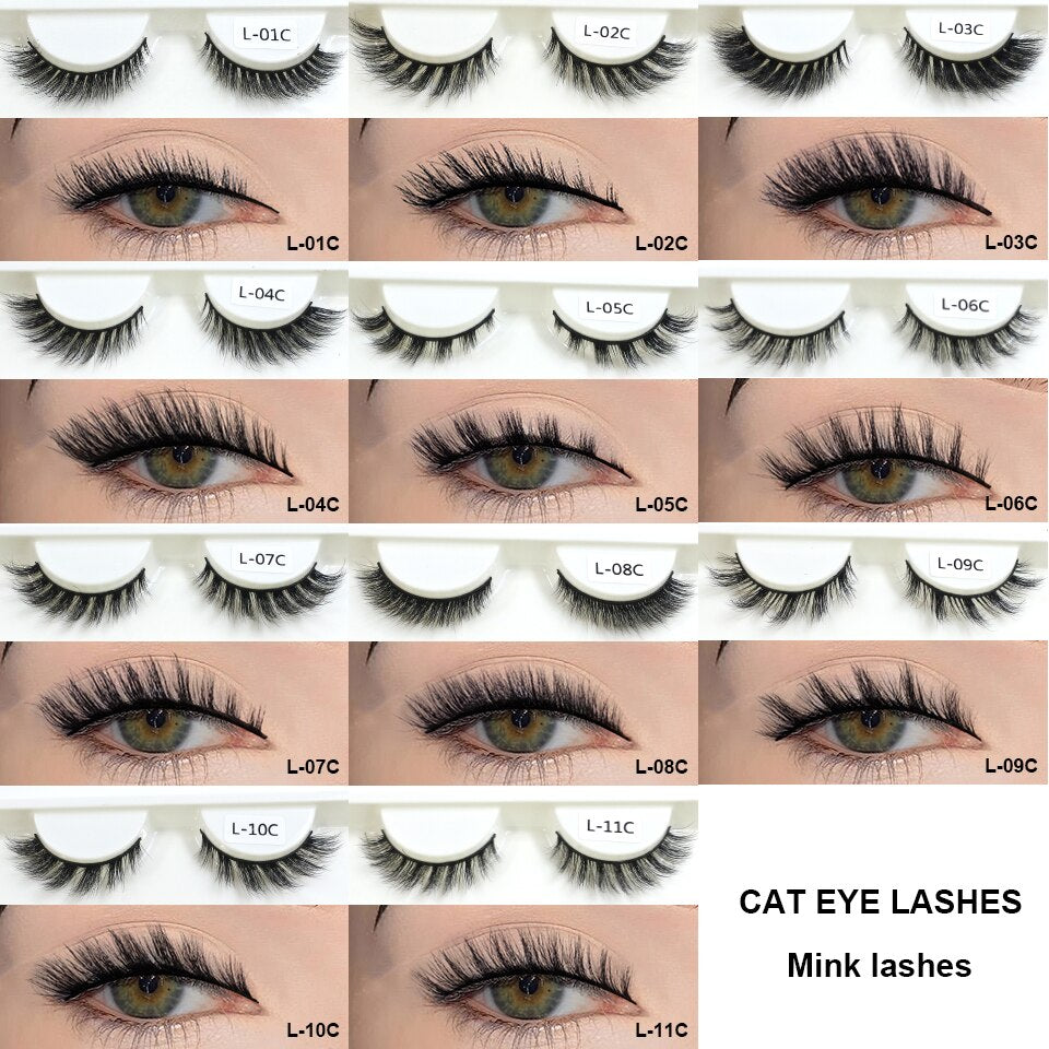 Cat Eye Lashes Faux Cils Cute Makeup 5/10/30/50 Pairs Lash Pack Natural Winged Short Mink Eyelashes Bundle