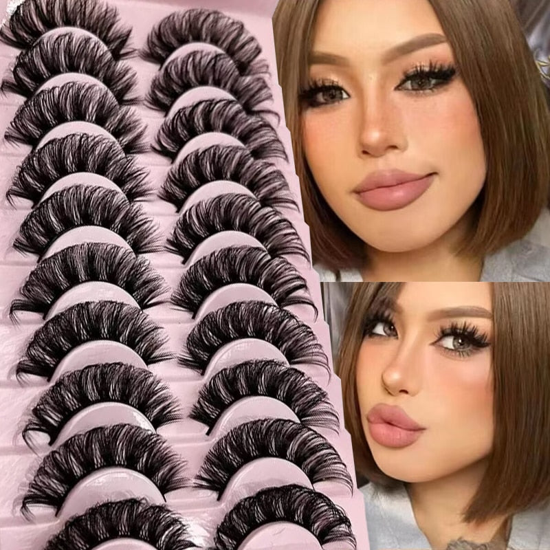 Russian Strip Lashes 25mm 3D Mink Volume Fluffy Natural False Eyelashes Thick Dramatic Mink Eyelashes