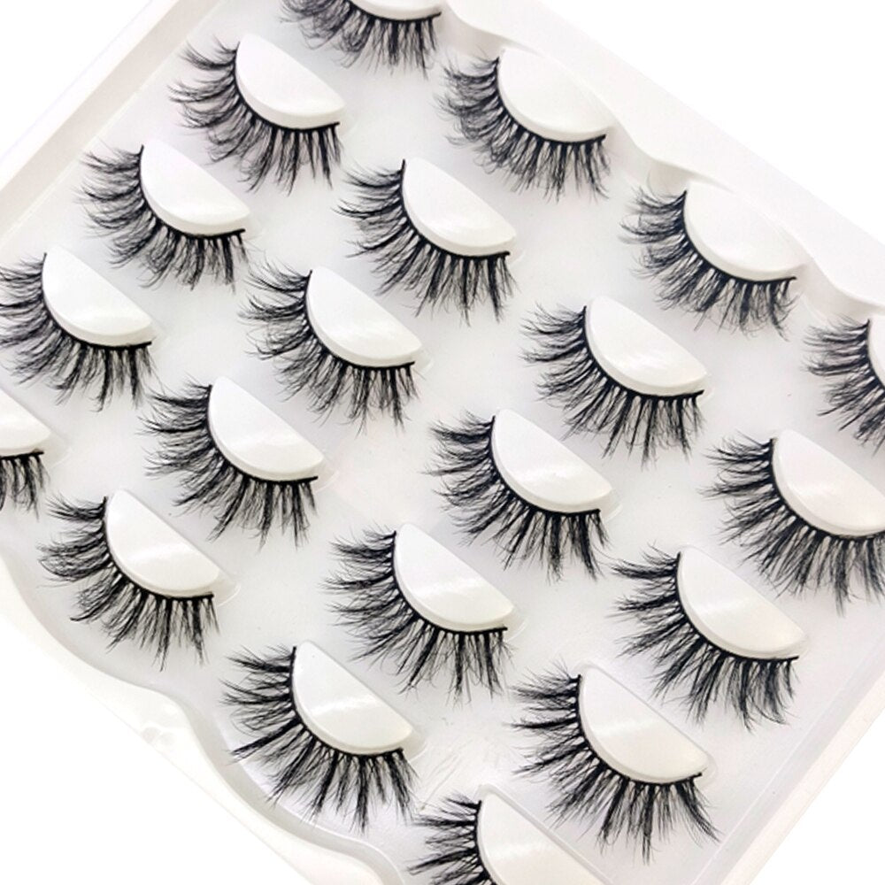 10Pairs Natural Long 3D Mink Lashes Soft Short Faux Cils Handmade Fake Lashes Eyelash Extension