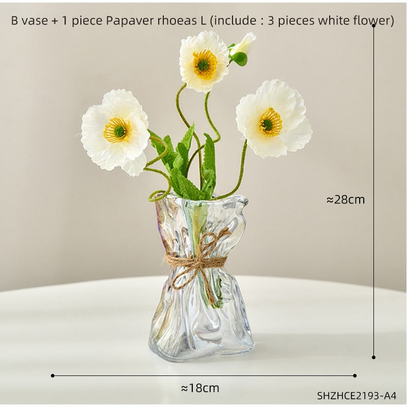 Transparent Glass Flower Vase Home Decoration Accessories Luxury Art Hydroponic Floral Bottle Room Decor