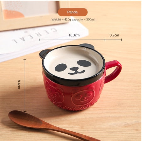 Japanese ceramic cartoon cat mug cute breakfast mug milk mug creative coffee mug with lid couple cup filiżanka porcelanowa