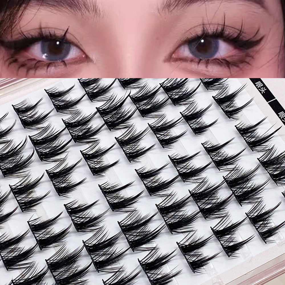 Manga Eyelashes Thick Little Devil False Eyelashes Single Cluster Segmented Natural Simulation Eyelashes Extension