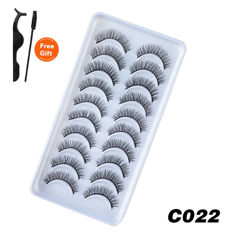 10Pairs 3D Faux Mink Lashes Natural Long Short Full Strip Lashes Soft Plump Eyelashes Extension