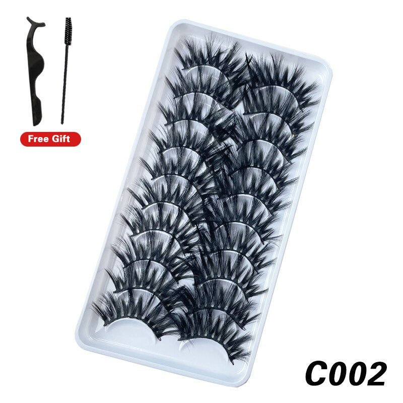 10Pairs 3D Faux Mink Lashes Natural Long Short Full Strip Lashes Soft Plump Eyelashes Extension