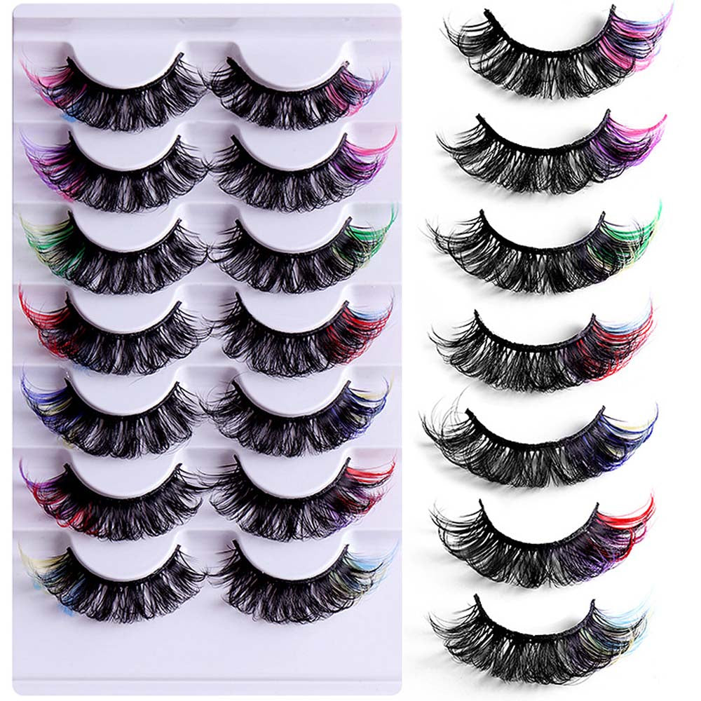 7pairs Colored Lashes 22 Styles 3d Mink Lashes Dramatic Colorful Natural Eyelashes Extension Fake Eyelashes