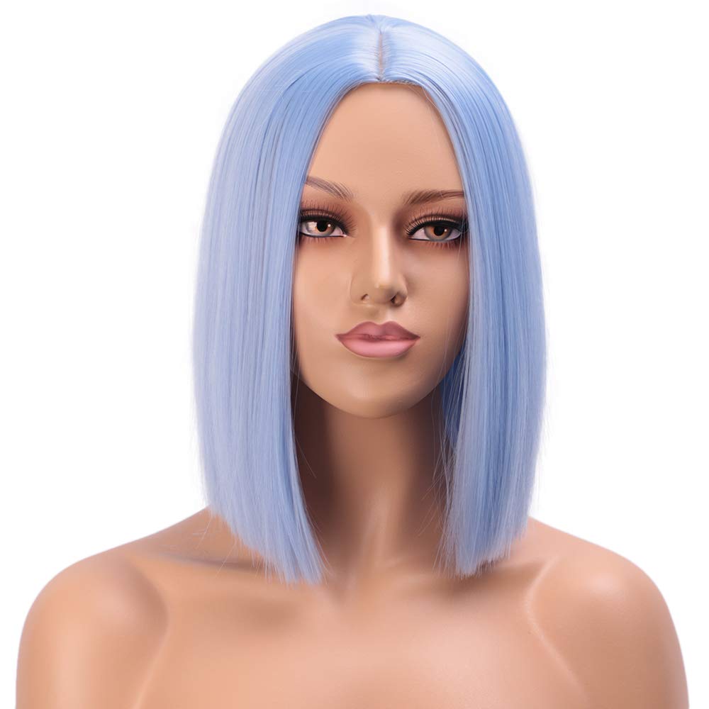 Synthetic Ombre Orange Wig Short Straight Middle Part Bob Wig Natural Yellow/Red Wigs Heat Resistant Fiber