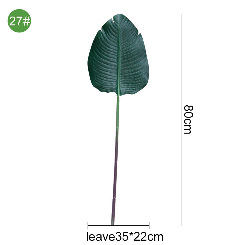 Green Artificial Palm Leaf Plastic Plants Tropical Tree Branch Fake Plants Jungle Home Garden Decor Wedding Decoration