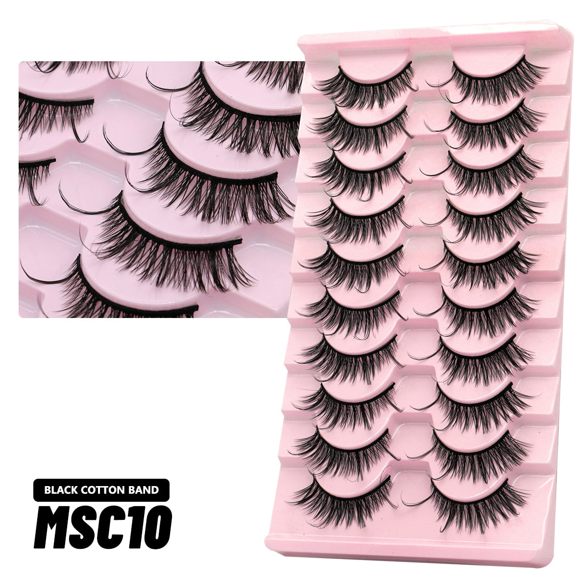 5/10 Pairs Natural False Eyelashes Manga Lashes Fluffy Soft Wispy Cosplay Lash Extension Faux Eyelashes