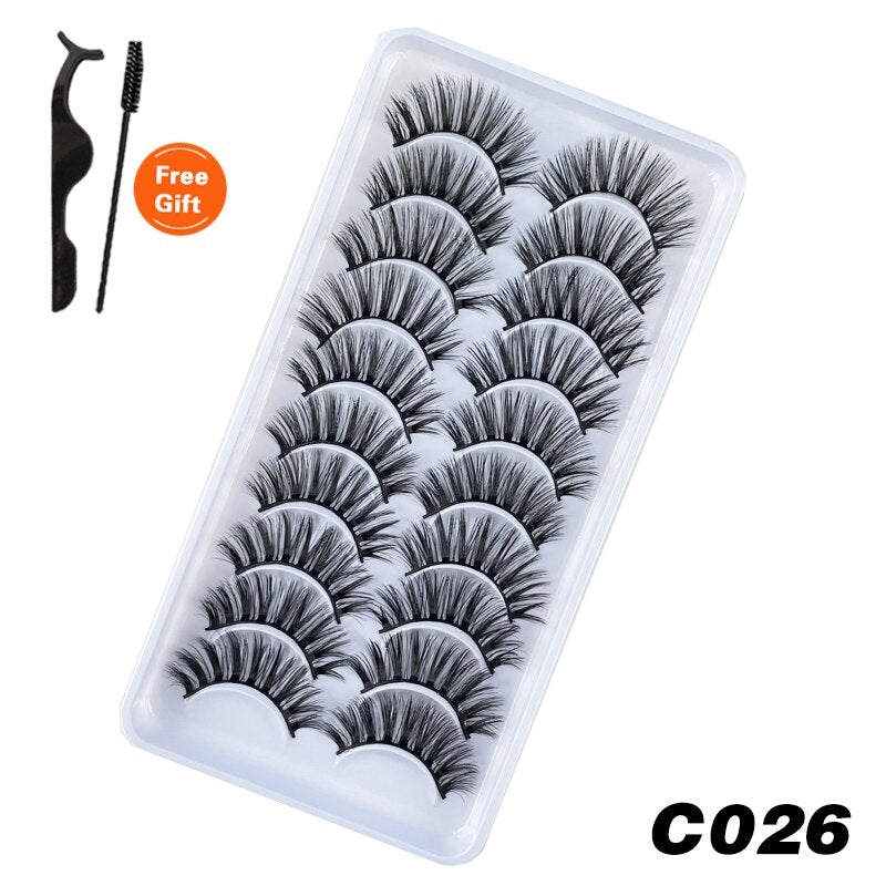 10Pairs 3D Faux Mink Lashes Natural Long Short Full Strip Lashes Soft Plump Eyelashes Extension
