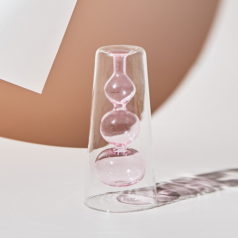 Nordic creative colored glass vase ornaments creative hydroponic transparent flower dryer decoration