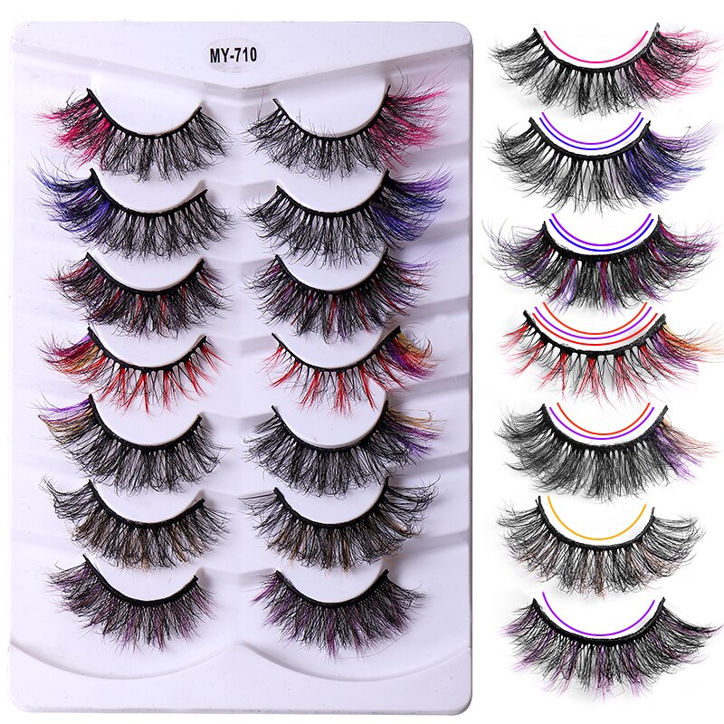 7pairs Colored Lashes 22 Styles 3d Mink Lashes Dramatic Colorful Natural Eyelashes Extension Fake Eyelashes