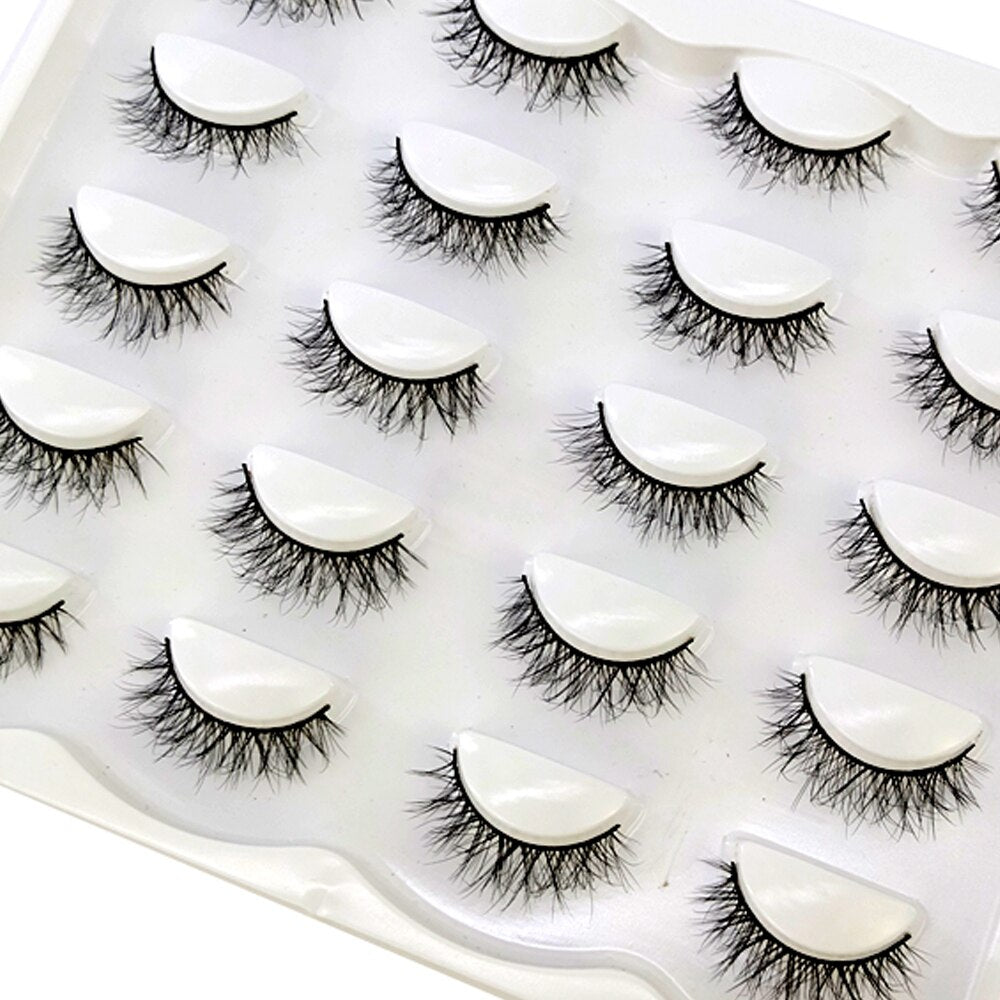 10Pairs Natural Long 3D Mink Lashes Soft Short Faux Cils Handmade Fake Lashes Eyelash Extension