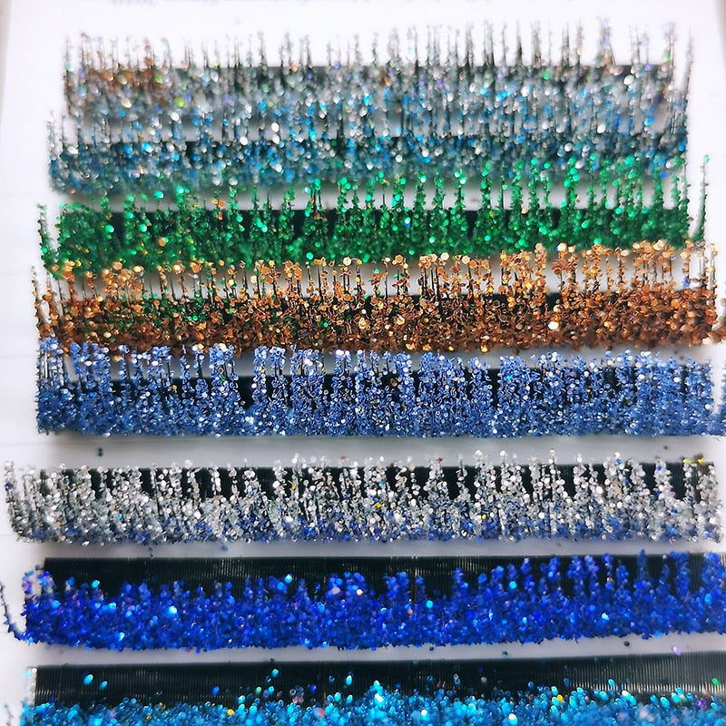 Mix Colors Glitter Eyelash Extensions Shiny Colorful False Lashes Faux Russian Volume Individual Lashes