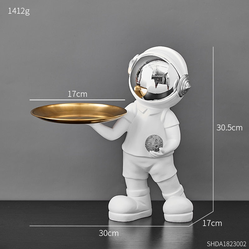 Creative Astronaut Statue Storage Tray Nordic Home Decor Desk Storage Astronaut Figurine Living Room Table Decor Key Storage