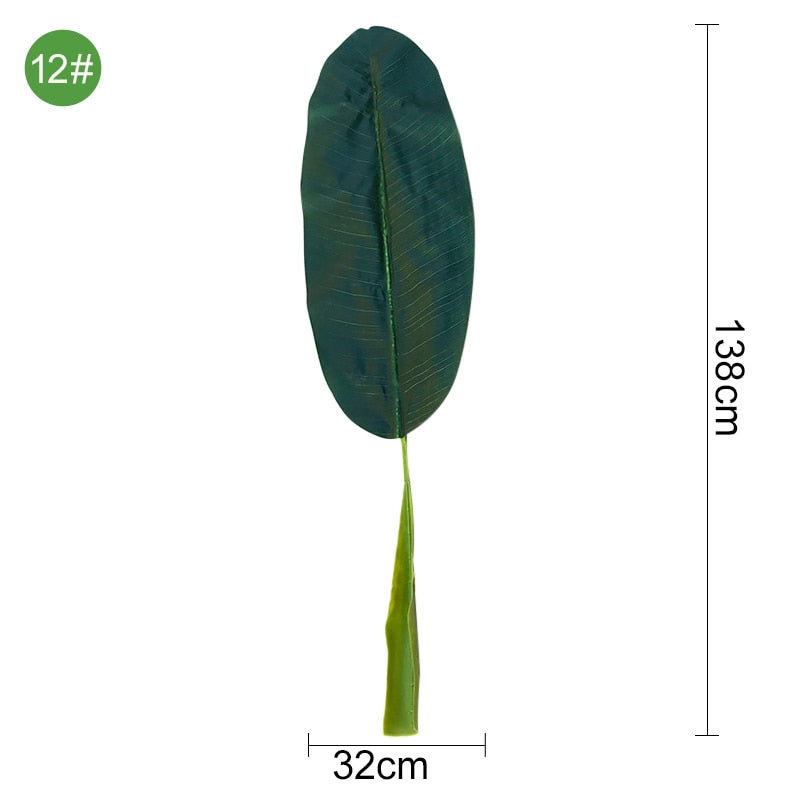 Green Artificial Palm Leaf Plastic Plants Tropical Tree Branch Fake Plants Jungle Home Garden Decor Wedding Decoration
