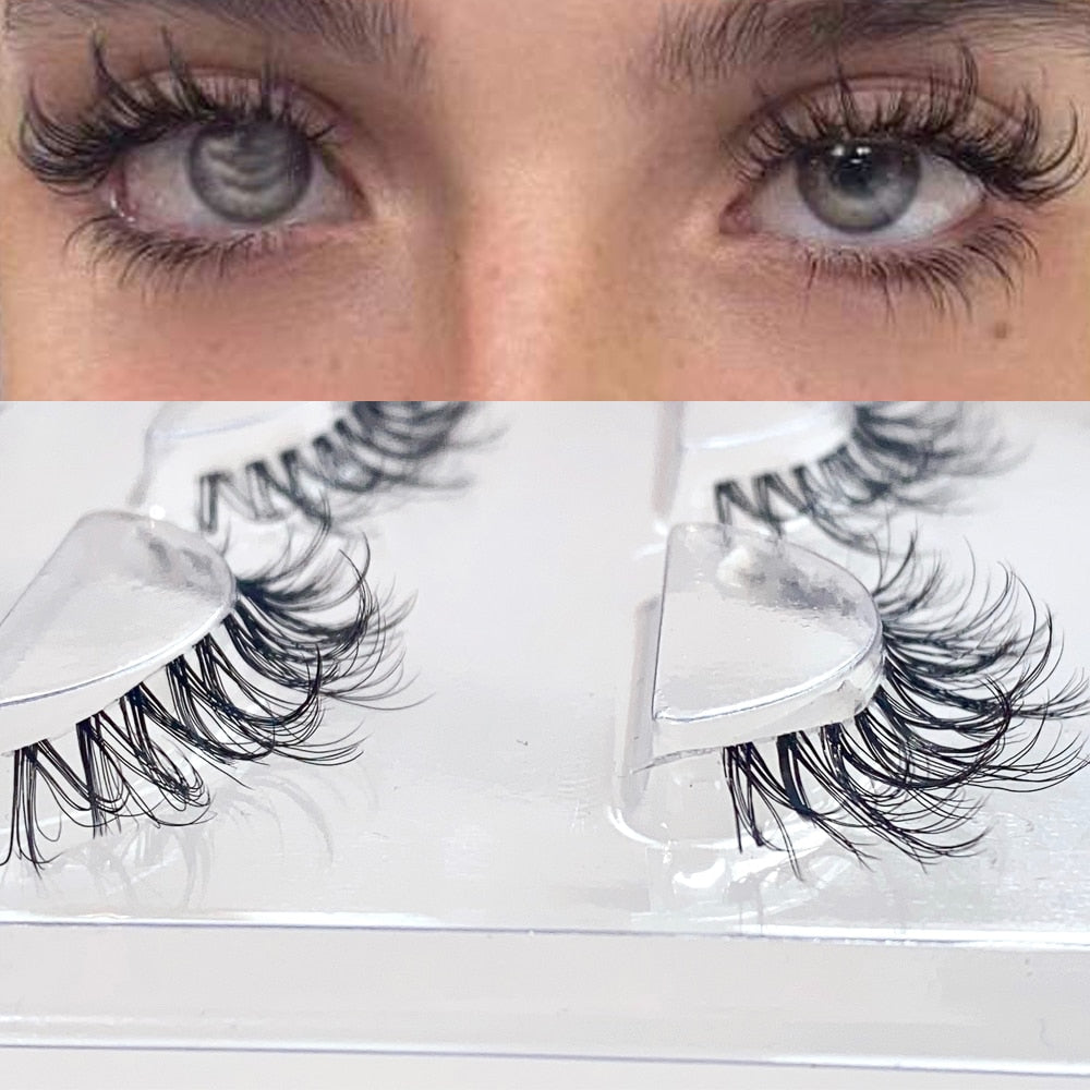 3Pairs Mink Lashes 3D Mink Eyelashes Invisible Band Natural Black Mink False Eyelash Full Strip cilios posticos Reusable