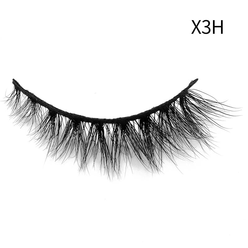 Soft Mink Eyelashes 3D Curl Winged End Eye Elongated Fake Lashes Thick Handmade Natural False Eyelash Messy Cross Lash