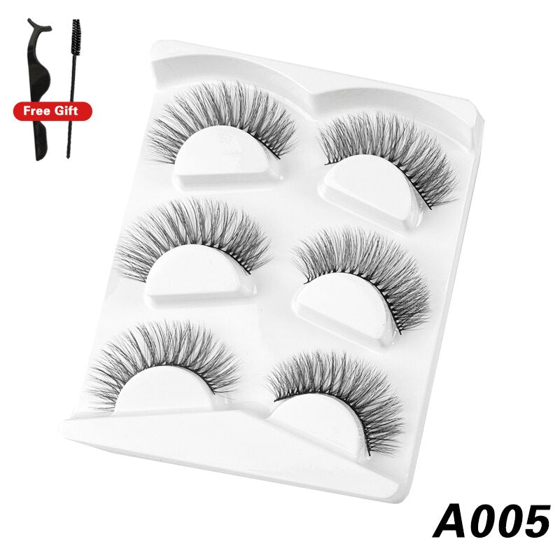 3Pairs 3D Mink False Lashes Faux Cils Natural Fluffy Dramatic Volume Eyelashes Crisscross Soft Eyelash Extension