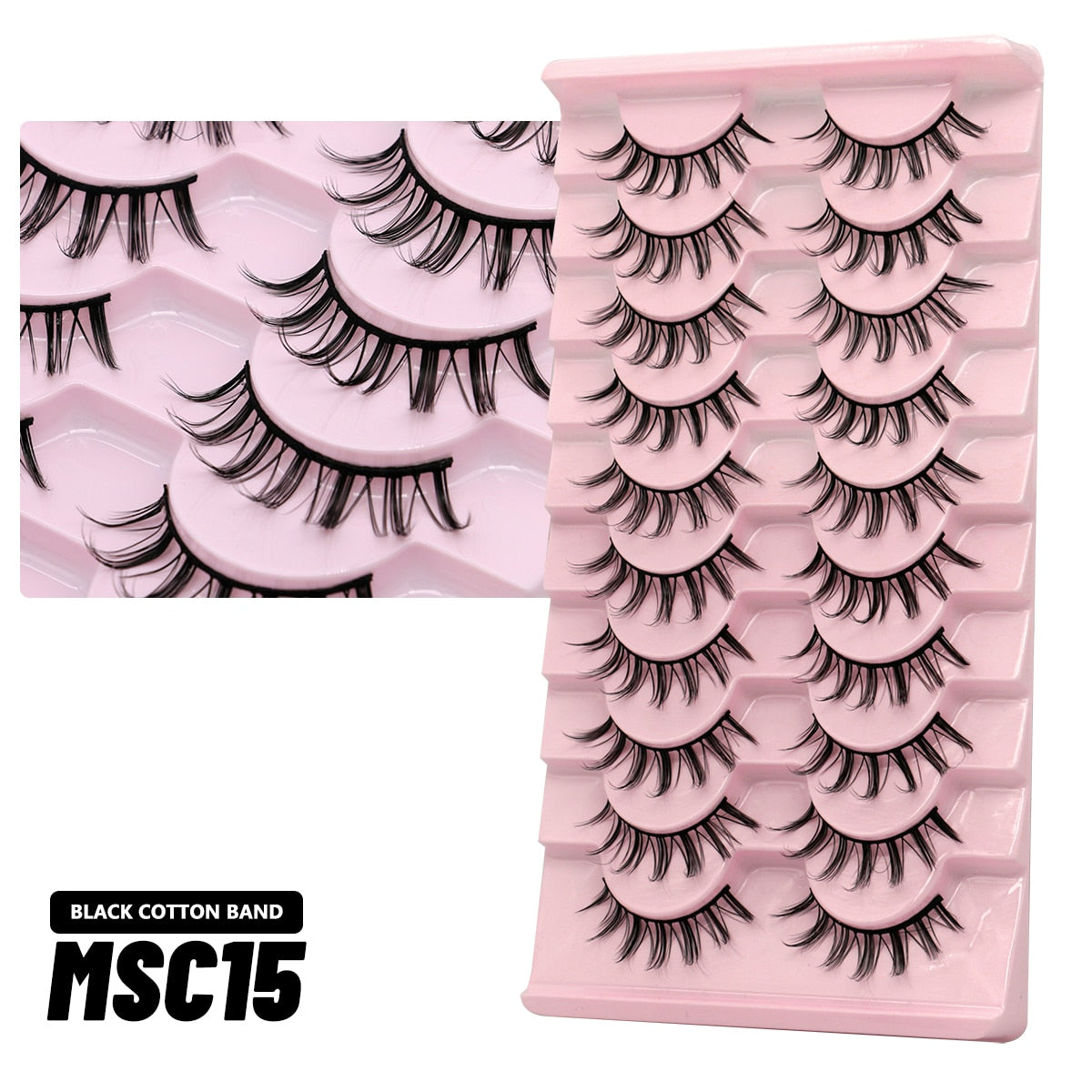 5/10 Pairs Natural False Eyelashes Manga Lashes Fluffy Soft Wispy Cosplay Lash Extension Faux Eyelashes