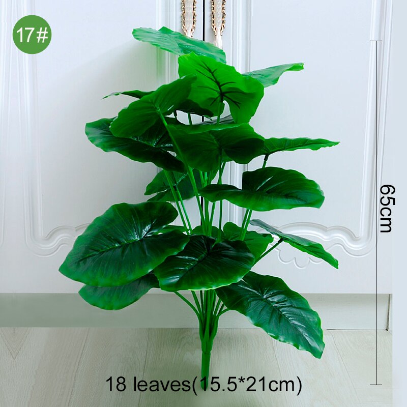 Green Artificial Palm Leaf Plastic Plants Tropical Tree Branch Fake Plants Jungle Home Garden Decor Wedding Decoration