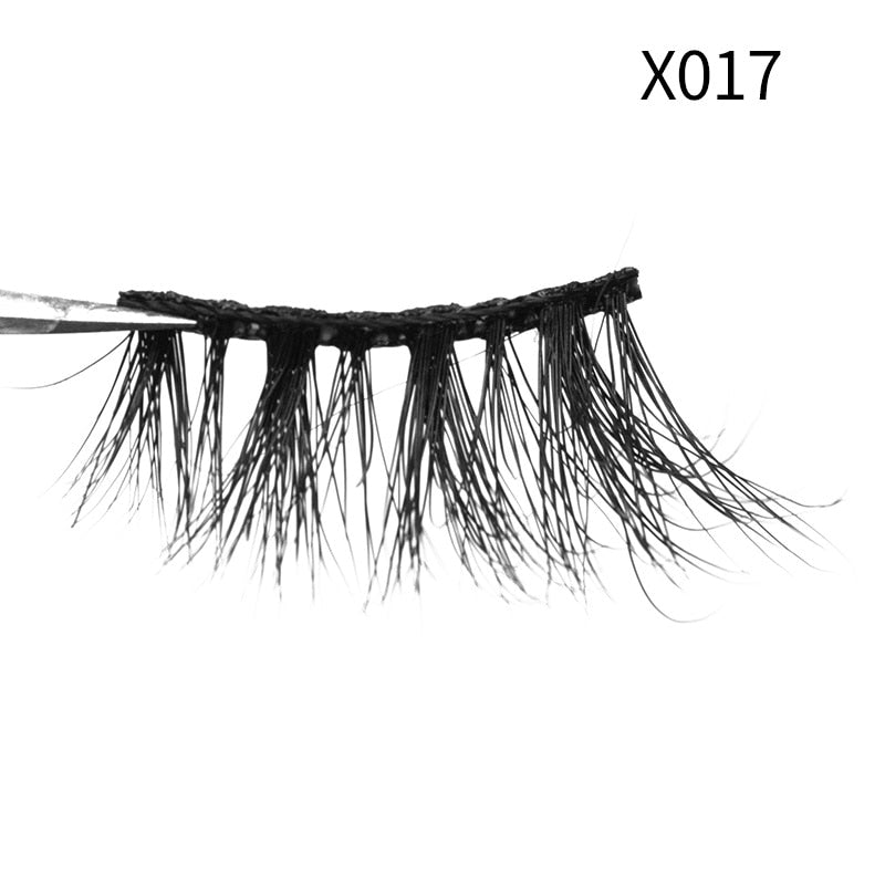 Soft Mink Eyelashes 3D Curl Winged End Eye Elongated Fake Lashes Thick Handmade Natural False Eyelash Messy Cross Lash