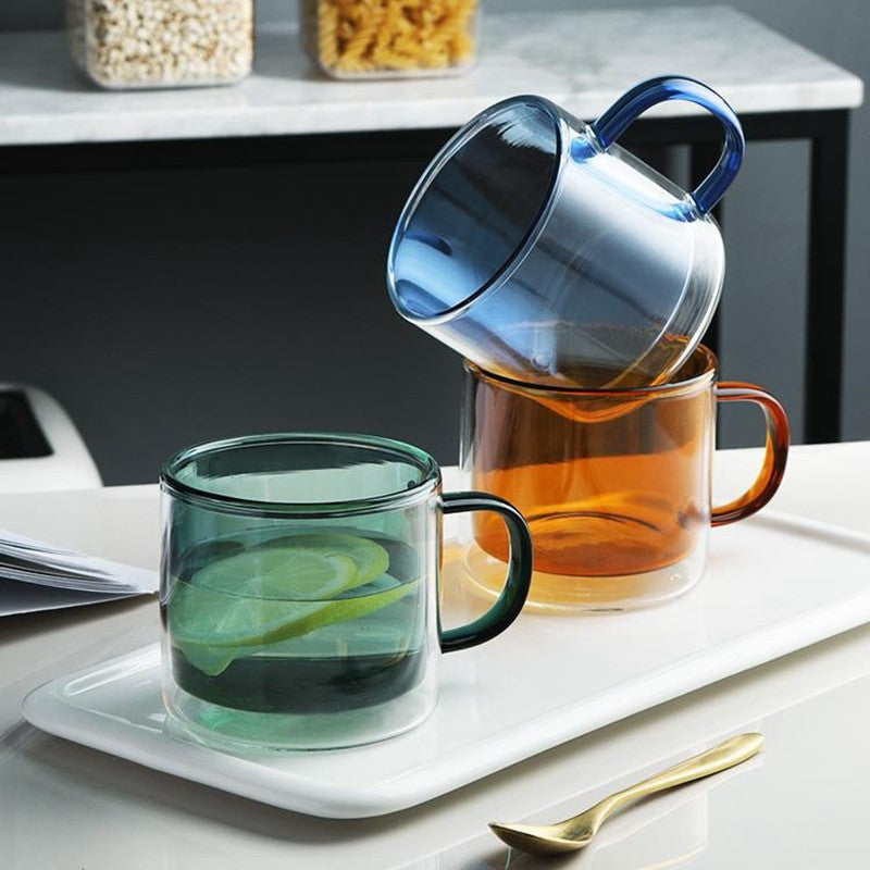250ml Wine Glasses Drinking Tumbler Whiskey Vodka Cup Coffee Juice Water Cups Tea Creative Mug Double Bottom Glass Mugs