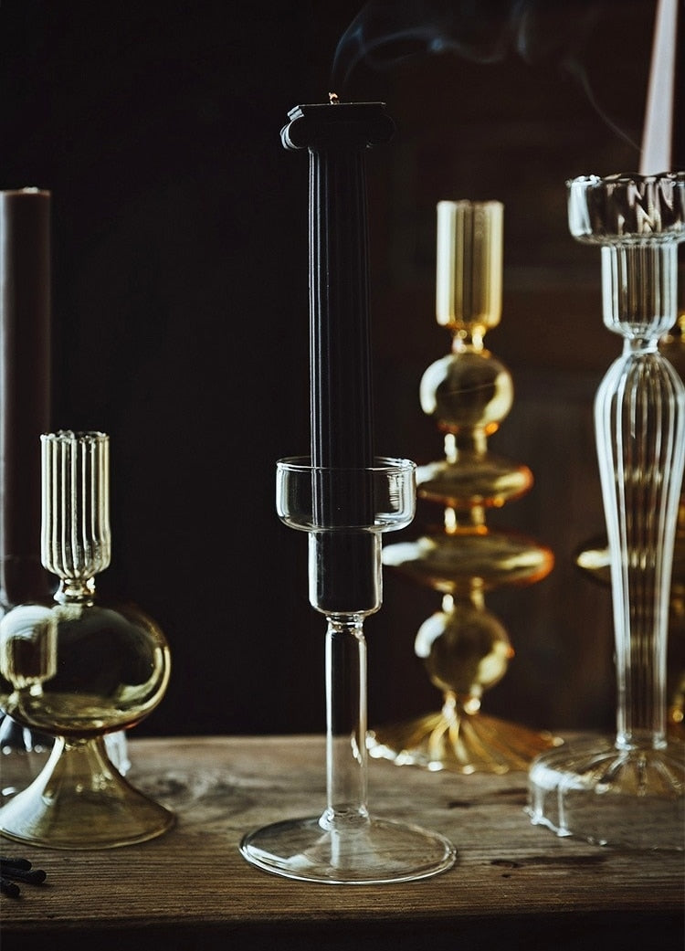 Vintage Glass French Style Crystal Glass Candle Holders Simple Wedding Romantic Candlelight Dinner Home Decoration