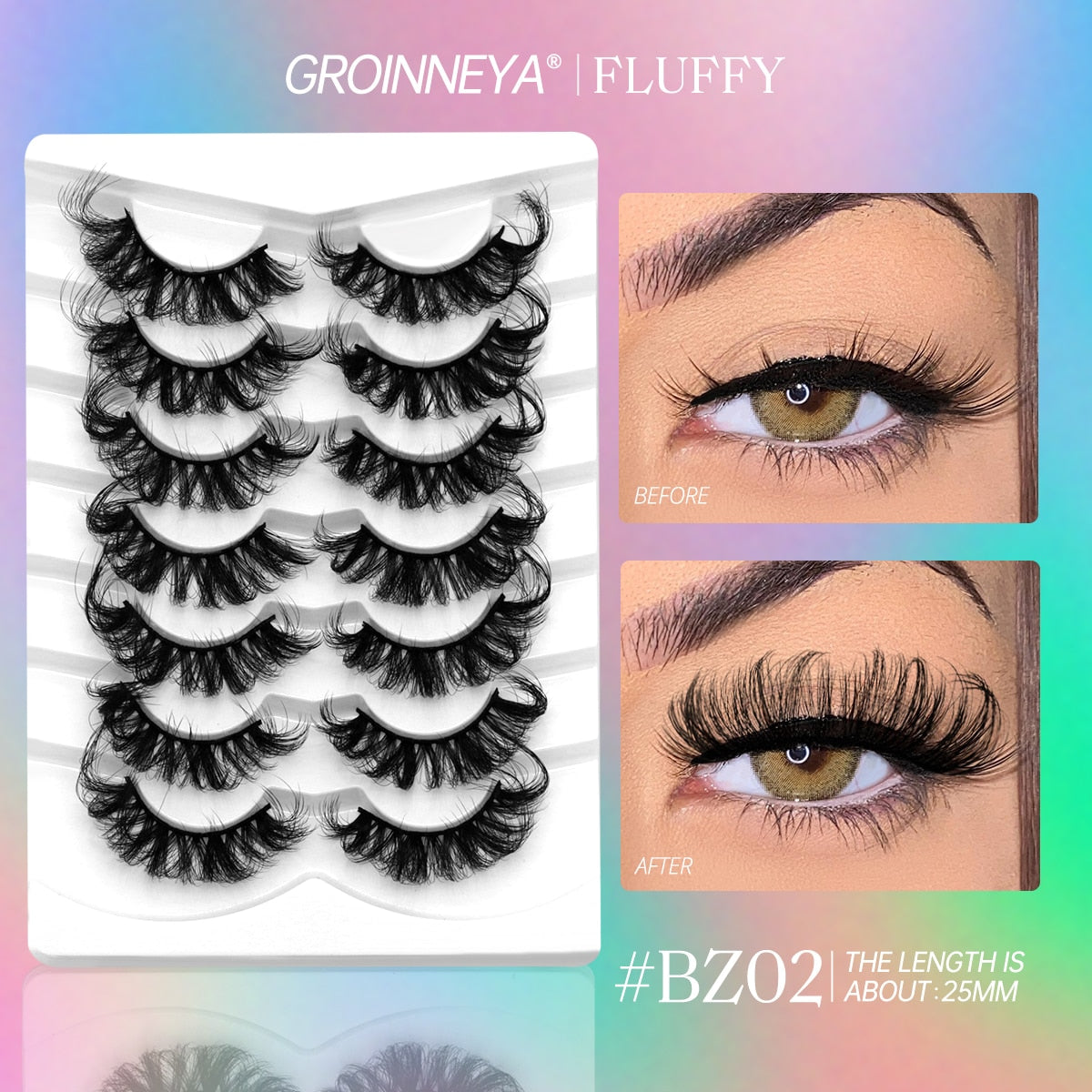 5/7 Pairs Fluffy Mink Lashes Faux Mink Eyelashes Long Lasting EyelashesDramatic Volume lashes Extension Thick Long