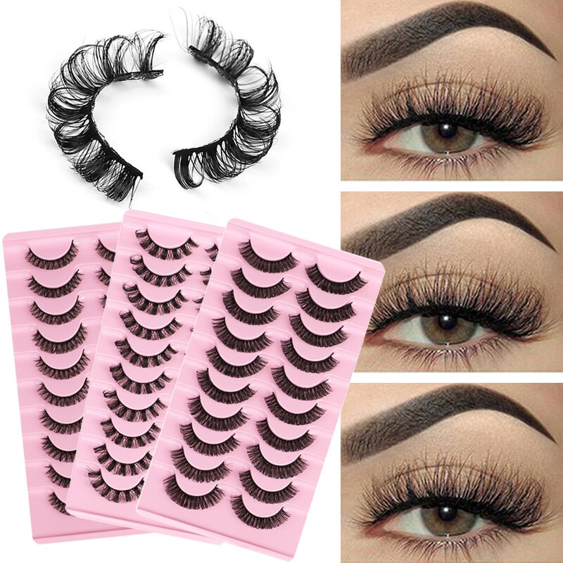 10 Pairs Faux Mink Lashes Natural False Eyelashes Fluffy Soft Wispy Dramatic Volume Lash Extension Wispy Long 3D