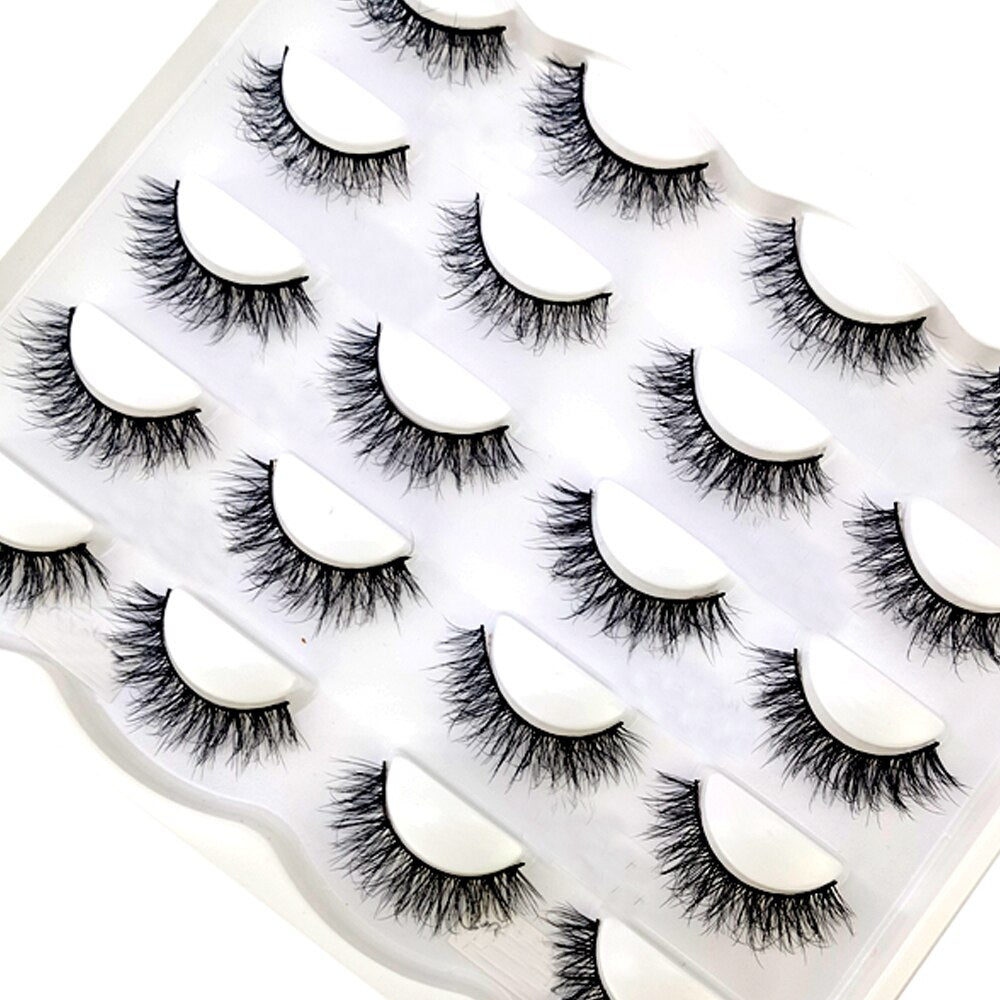 10Pairs Natural Long 3D Mink Lashes Soft Short Faux Cils Handmade Fake Lashes Eyelash Extension