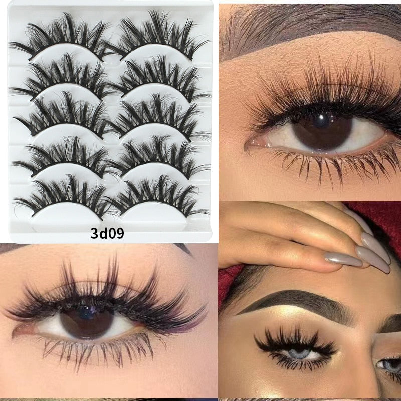 3D Mink Lash Natural False Eyelashes Faux Mink lashes 5Pair False Eyelash Reusable Thick Long Cilia