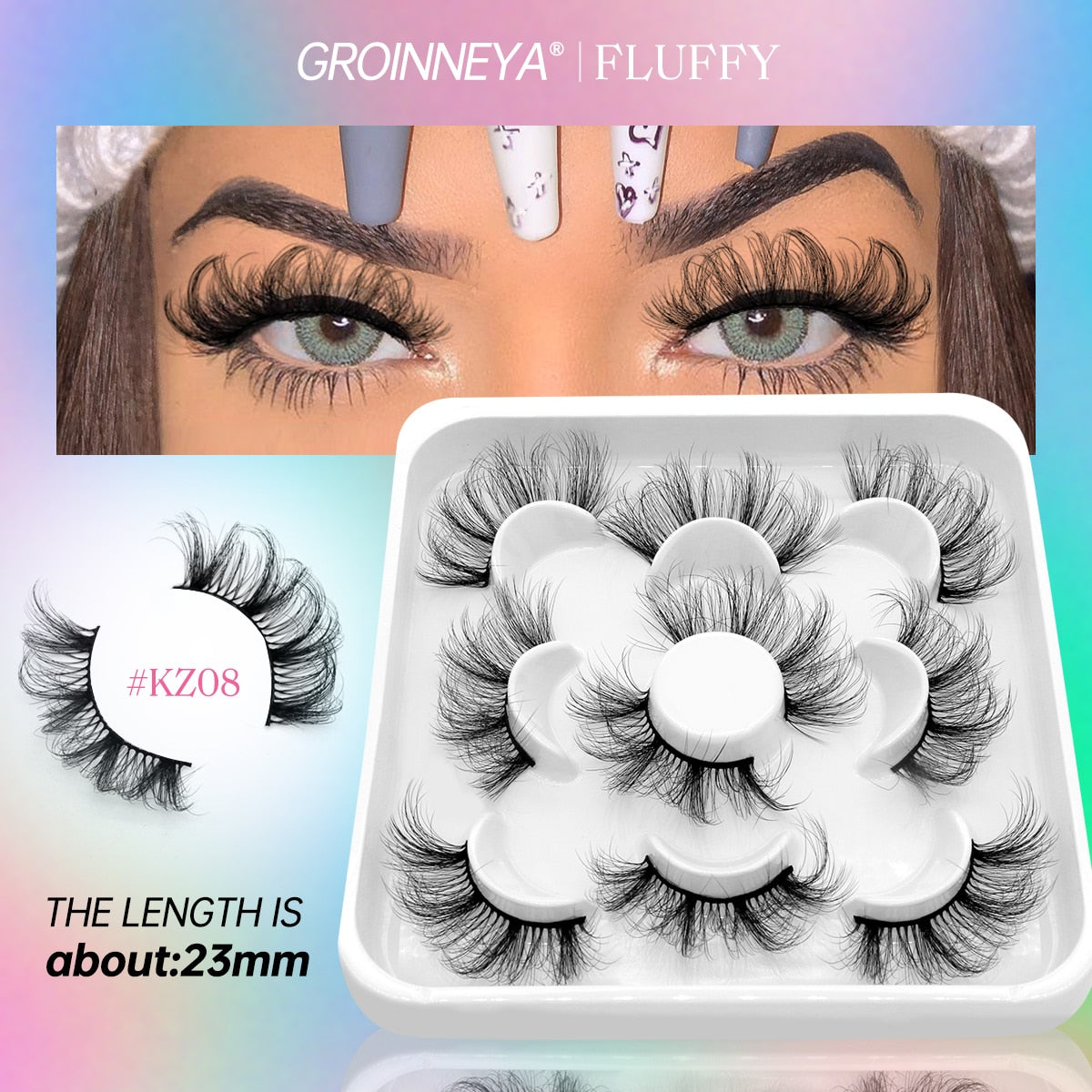 5/7 Pairs Fluffy Mink Lashes Faux Mink Eyelashes Long Lasting EyelashesDramatic Volume lashes Extension Thick Long