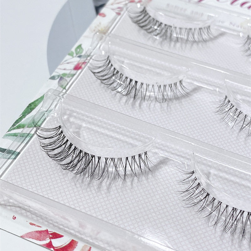 5 pairs short Mink Lashes 3D Mink Eyelashes Invisible Band Natural Black Mink False Eyelash Full Strip Reusable