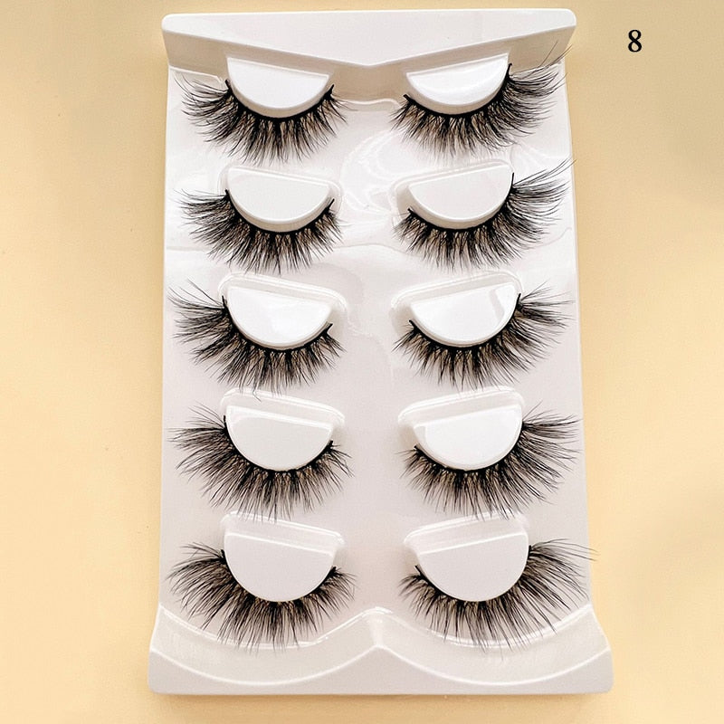 4/5Pair False Eyelashes Handmade Mink Cross Long 3D Winged Eyelash End Eye Elongated Lash Extension Natural