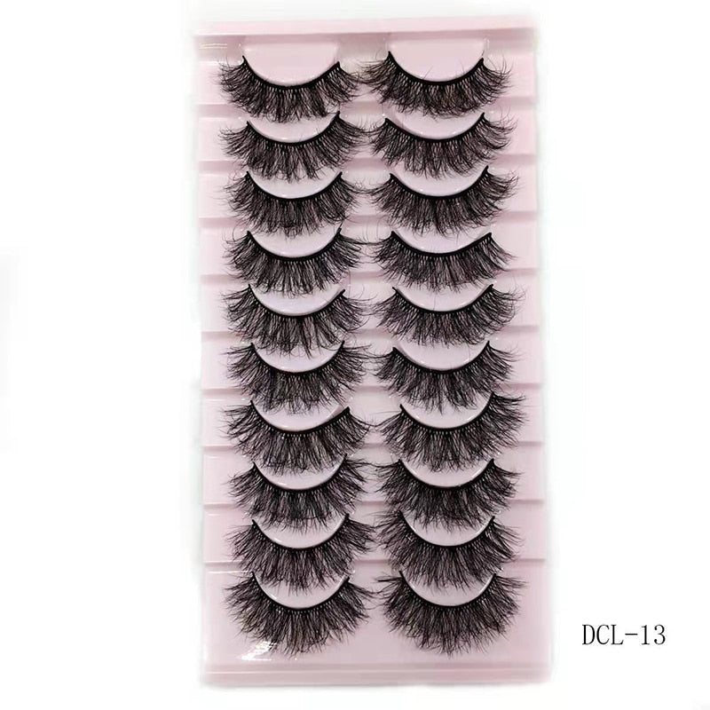10 Pairs Faux Mink Lashes Natural False Eyelashes Fluffy Soft Wispy Dramatic Volume Lash Extension Wispy Long 3D