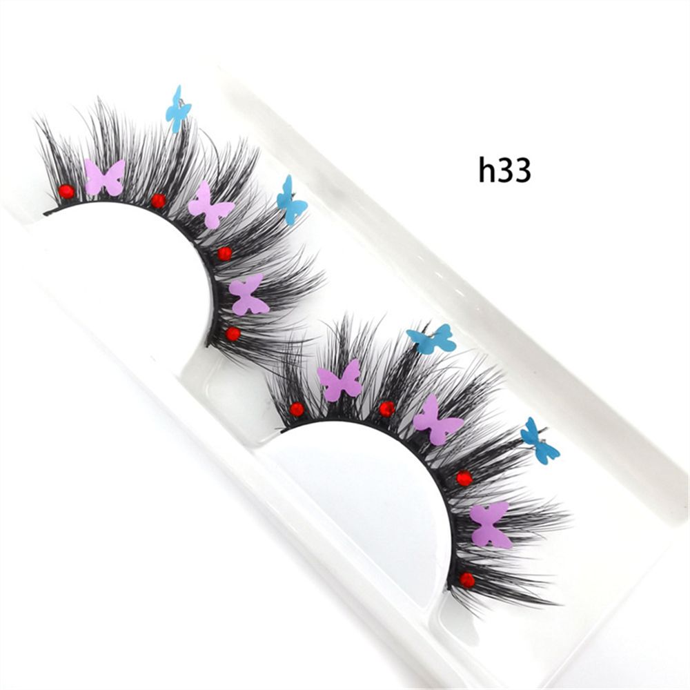 Faux Mink Butterfly Eyelashes With Packaging Boxes 3D Fluffy Glitter Sequins Thick Lash Colorful Shiny Star Flower Lashes