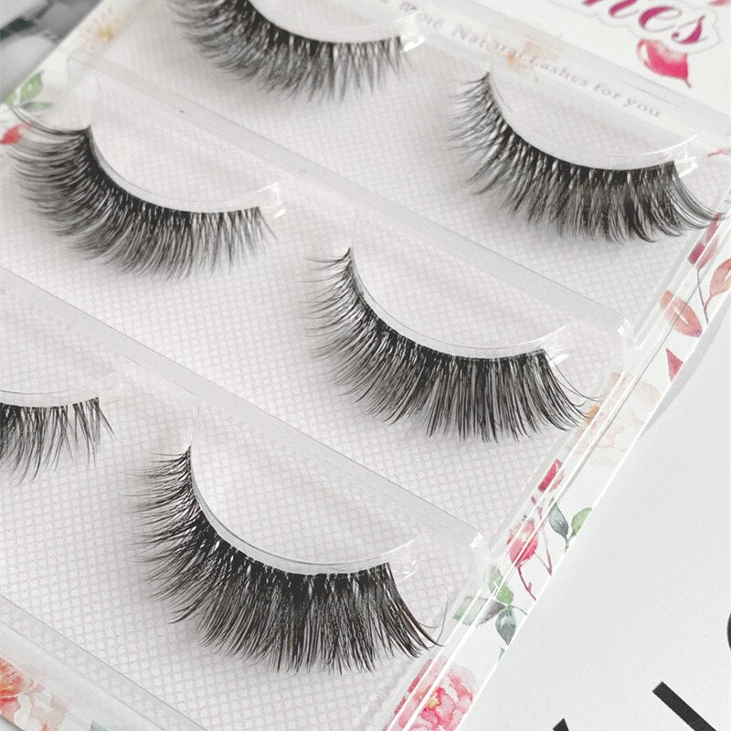 5 pairs short Mink Lashes 3D Mink Eyelashes Invisible Band Natural Black Mink False Eyelash Full Strip Reusable