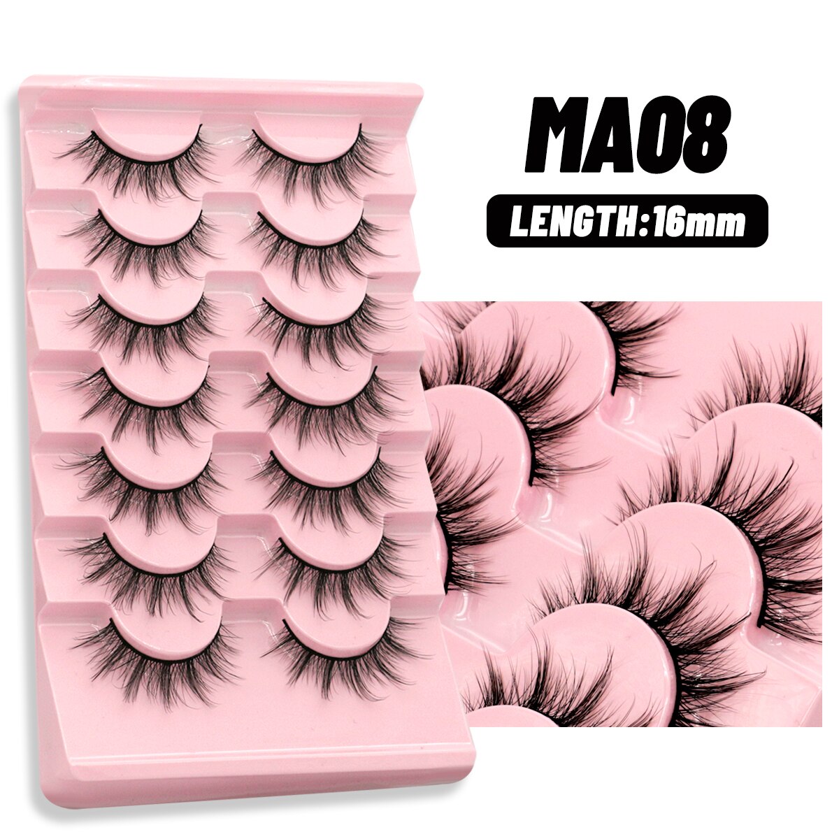 5/10 Pairs Natural False Eyelashes Manga Lashes Fluffy Soft Wispy Cosplay Lash Extension Faux Eyelashes