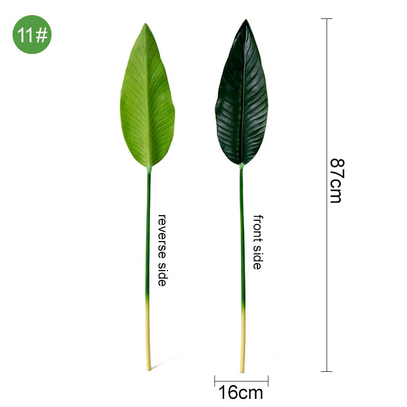 Green Artificial Palm Leaf Plastic Plants Tropical Tree Branch Fake Plants Jungle Home Garden Decor Wedding Decoration