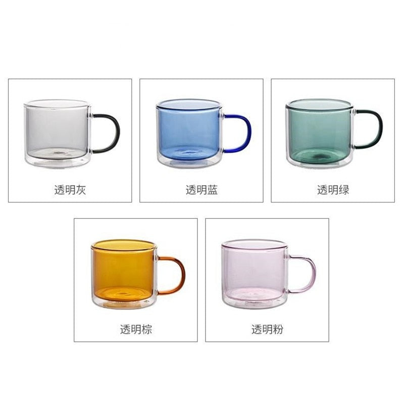 250ml Wine Glasses Drinking Tumbler Whiskey Vodka Cup Coffee Juice Water Cups Tea Creative Mug Double Bottom Glass Mugs