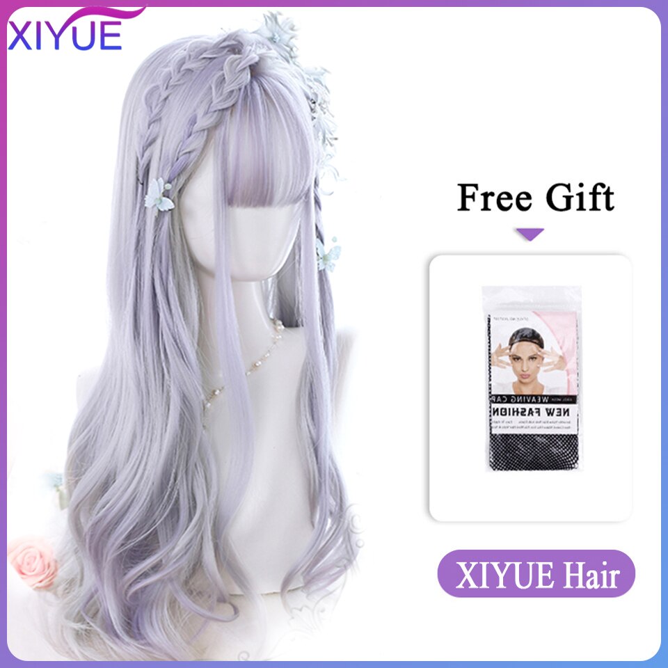 Blue Pink Lolita Wigs Ombre Long Water Wave Cosplay Wigs Synthetic Hair Wigs Heat Resistant For Women