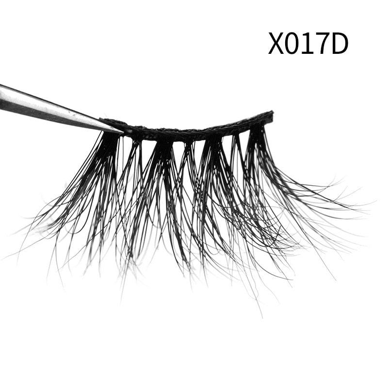 Soft Mink Eyelashes 3D Curl Winged End Eye Elongated Fake Lashes Thick Handmade Natural False Eyelash Messy Cross Lash