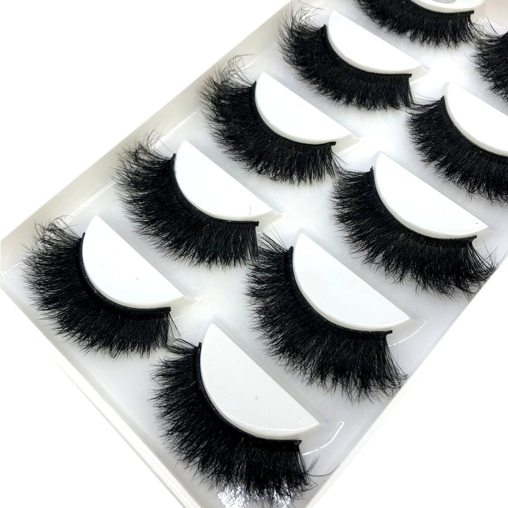 False Eyelashes Cat-Eye Fluffy Faux Mink Lashes 8D Wispy Lashes 5 Pairs Pack Dramatic Long Thick Volume Eyelashes