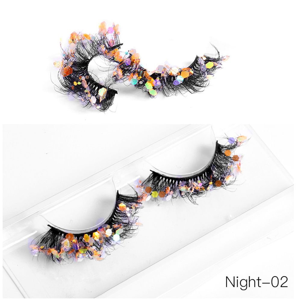 1Pair Colored Lashes Natural Long Butterfly Eyelashes Handmade Full Strip Faux Mink Lashes With Butterflies Luminous Eyelash