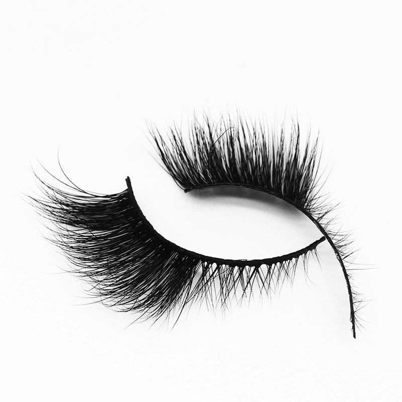 Soft Mink Eyelashes 3D Curl Winged End Eye Elongated Fake Lashes Thick Handmade Natural False Eyelash Messy Cross Lash