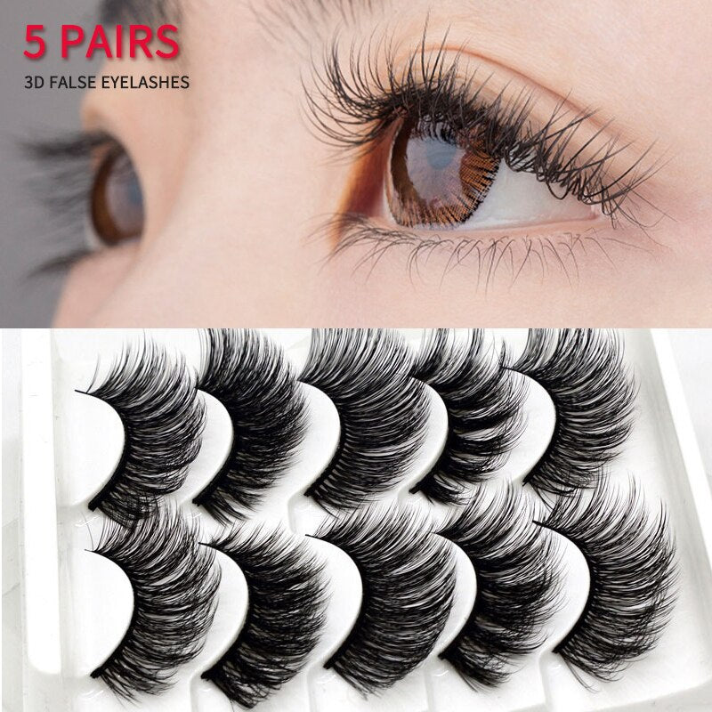 3D Mink Lash Natural False Eyelashes Faux Mink lashes 5Pair False Eyelash Reusable Thick Long Cilia