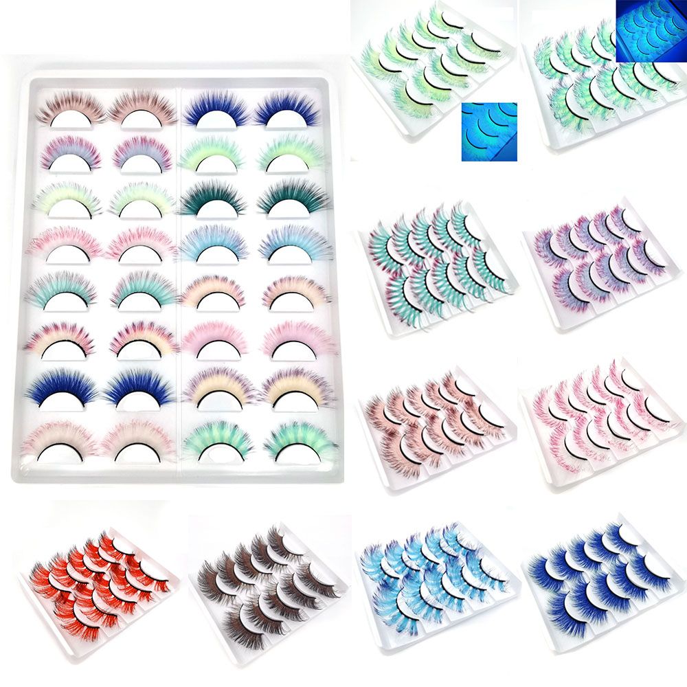 Gradient False Lashes Ombre Natural Long Colorful Eyelashes Fake LashColored Lashes
