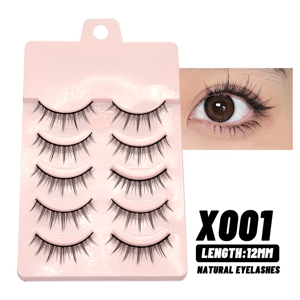 Natural Lashes 5pairs Eyelashes Cosplay 3D Faux Mink Eyelash Wispy Fluffy Soft Extension Hand Made Fake Lash
