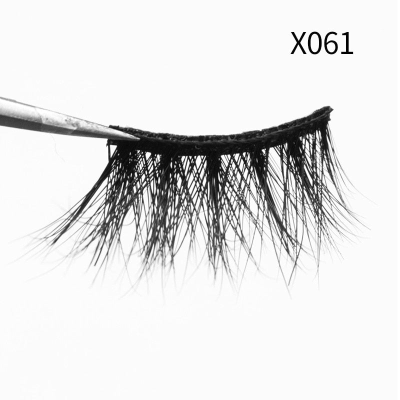 Soft Mink Eyelashes 3D Curl Winged End Eye Elongated Fake Lashes Thick Handmade Natural False Eyelash Messy Cross Lash